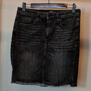 Target: Black unhemmed denim skirt